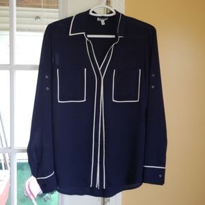 Navy Express long sleeve blouse.